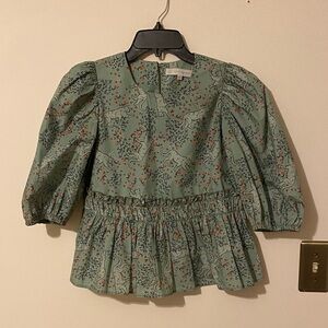 PRICED TO SELL  
Corey Lynn Calter Sage Green Floral & Jaguar Print Blouse